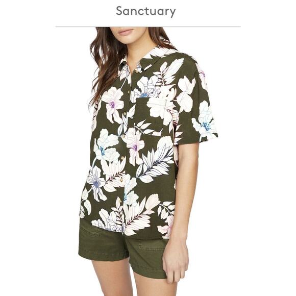 Sanctuary Resort Shirt, Tropic Punch, Size Small NWT Nordstrom Short Sleeves - Picture 4 of 8